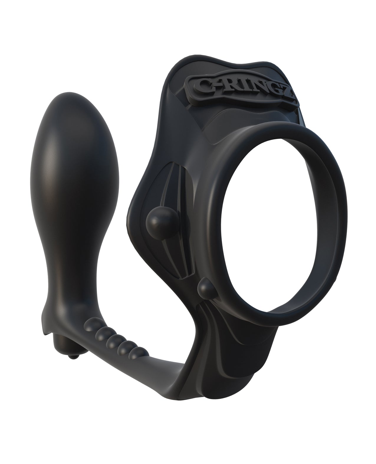 Rock Hard Ass-Gasm Silicone Dual Cock Ring with Prostate Plug