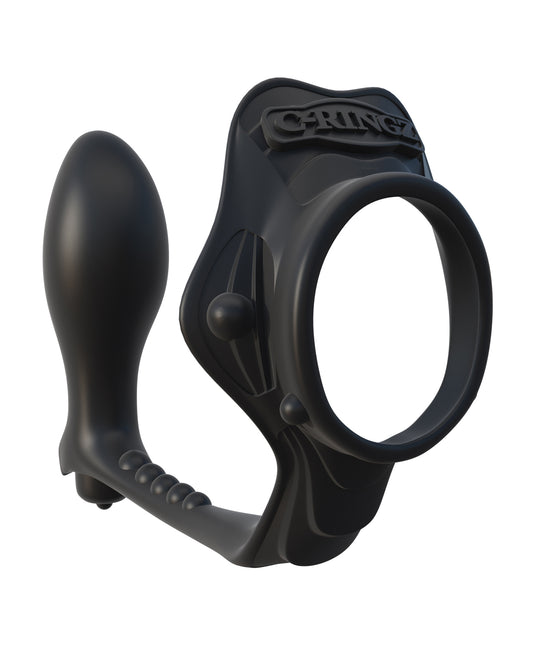 Rock Hard Ass-Gasm Silicone Dual Cock Ring with Prostate Plug