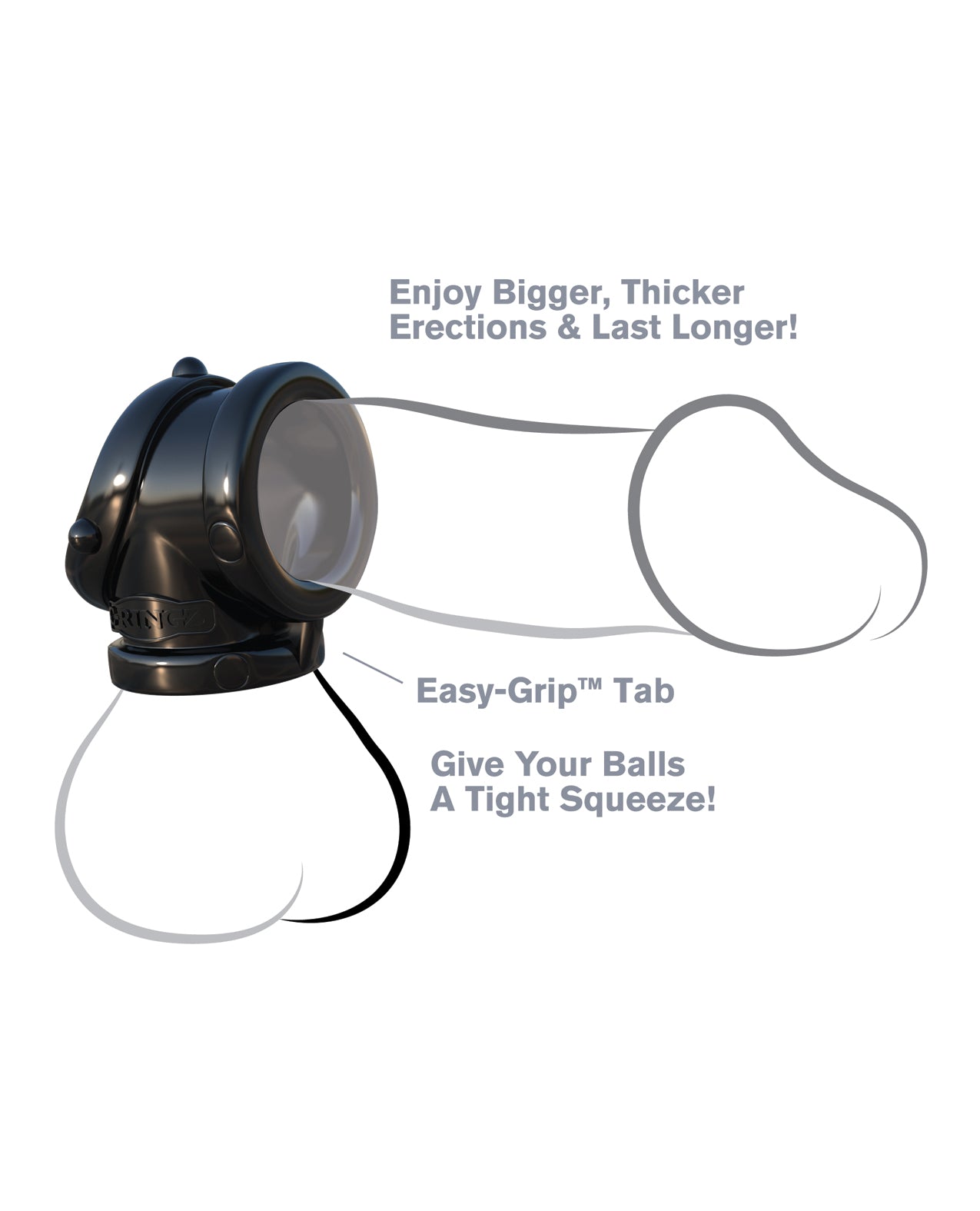 Rock Hard Cock Pipe Black Penis Enhancement Ring with Super-Stretchy TPR