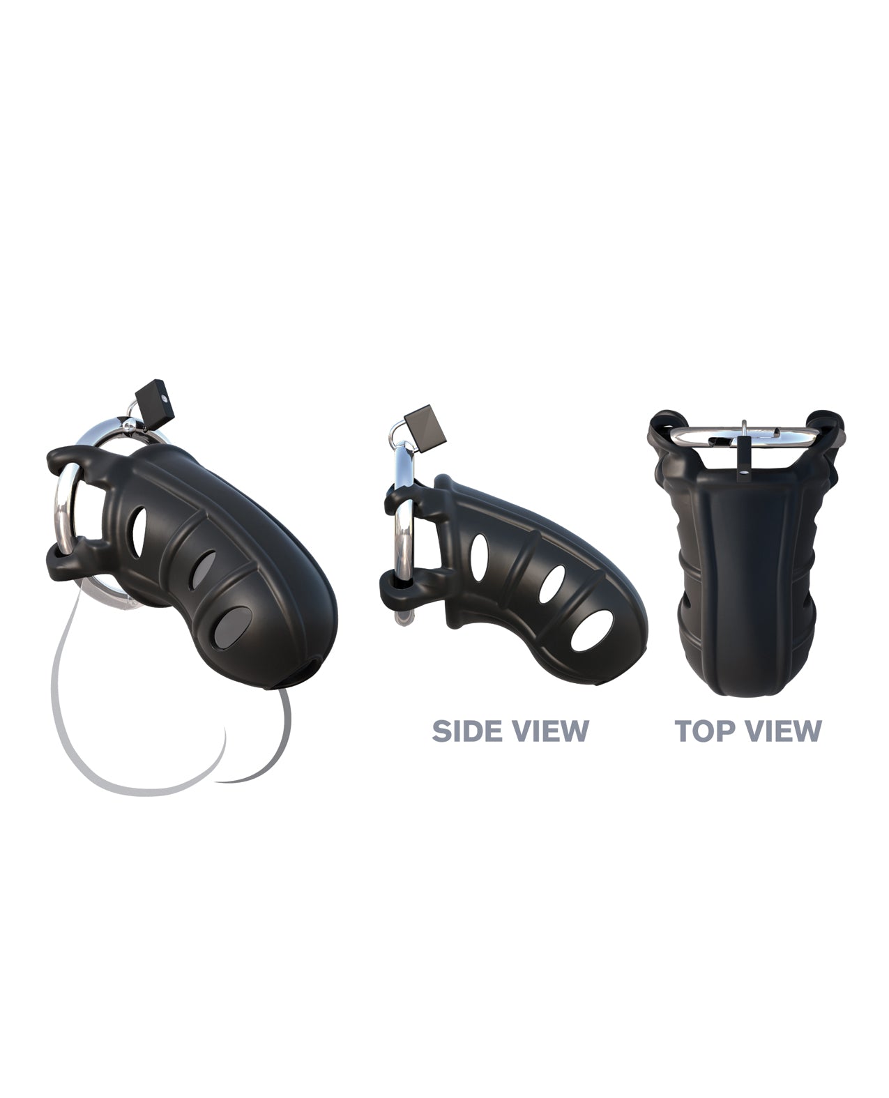 Hardcore Silicone Cock Blocker Chastity Device with Stainless Steel Adjustable Ring