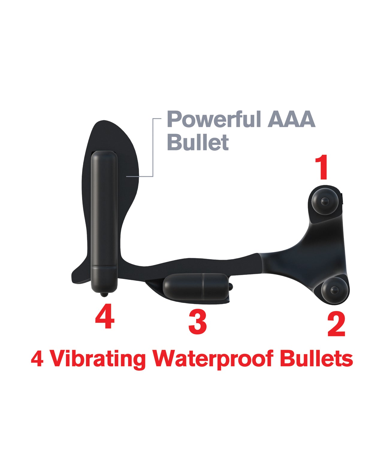 Quadruple Vibrating Silicone Cock Ring with Prostate Plug and Clitoral Stimulator