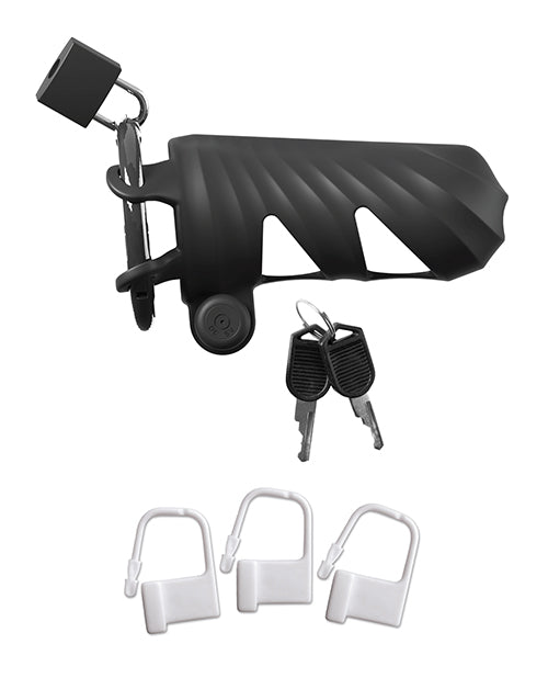 Remote Controlled Vibrating Cock Blocker in Black with Adjustable Fit