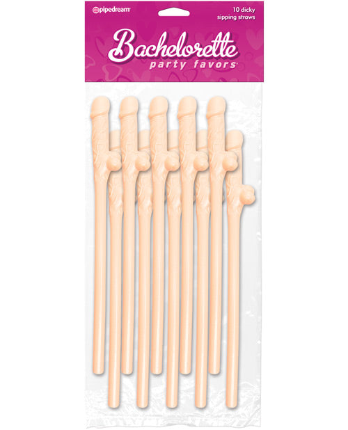 Bachelorette Party Favors Sipping Straws Flesh Dicky Mouthpiece Pack of 10 for Party Fun