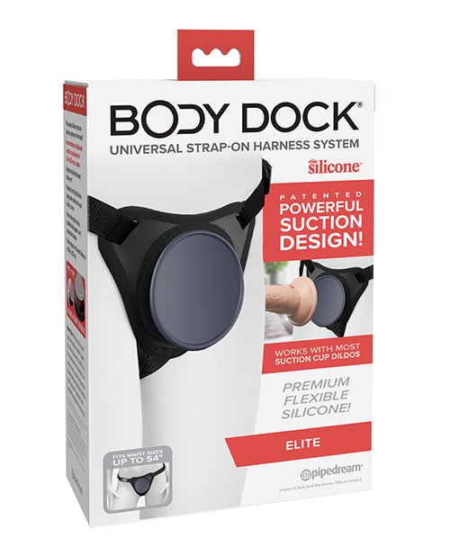 Body Dock Elite Strap-On Silicone Harness Patented Suction Dock Adjustable Straps for Secure Hands-Free Play