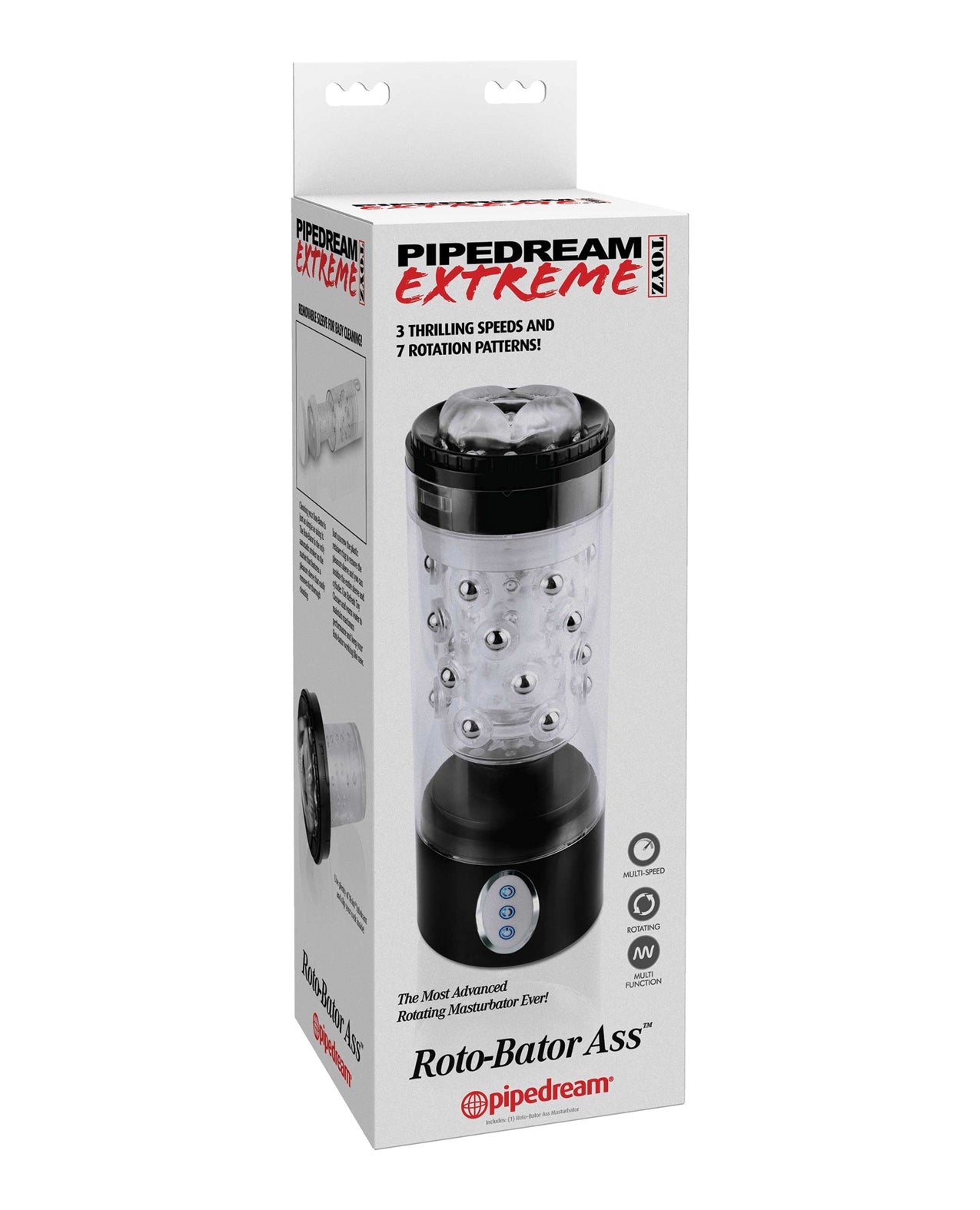 PDX Extreme Rotating Male Masturbator TPR Sleeve Metal Beads for Hands-Free Pleasure