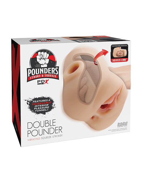 PDX Plus Double Pounder Vibrating Squeeze Stroker with Squeeze-Core Design