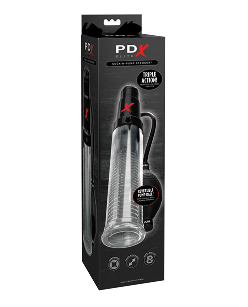 PDX Elite Penis Enhancement Stroking Pump Dual Suction Vibration for Erection Support and Intense Pleasure