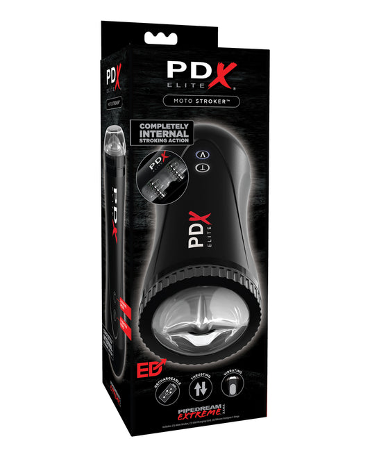 PDX Elite Masturbator with Auto-Thrust Vibrating Rings and Soft TPR Sleeve for Enhanced Solo Pleasure