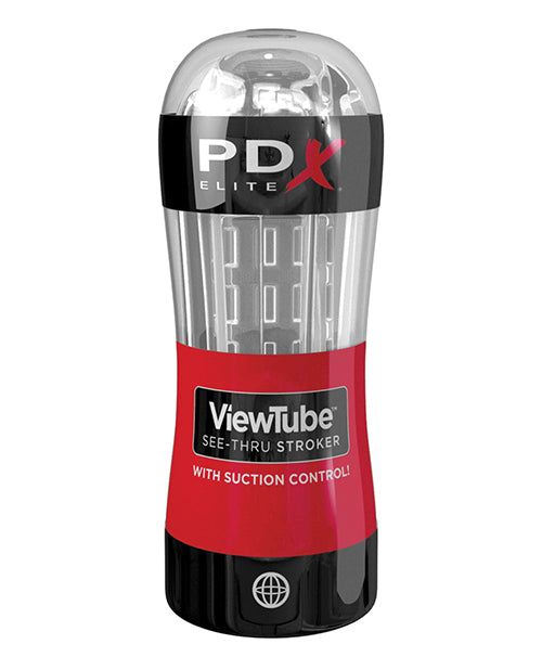 PDX Elite See-Thru Stroker Transparent Male Masturbator with Ribbed Texture for Enhanced Visual Stimulation