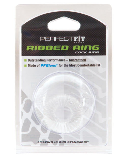 Perfect Fit Ribbed Ring - Clear PF Blend Stretchable Cock Ring