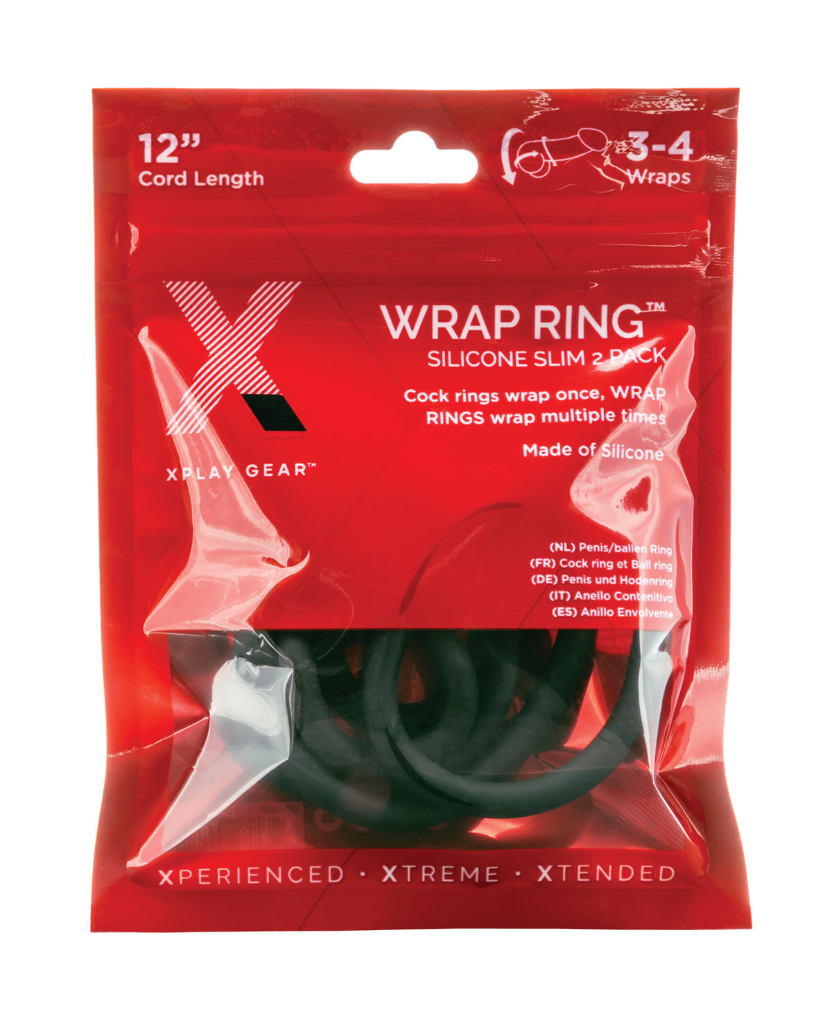 Xplay Gear Silicone 12" Slim Wrap Ring - Black Pack of 2