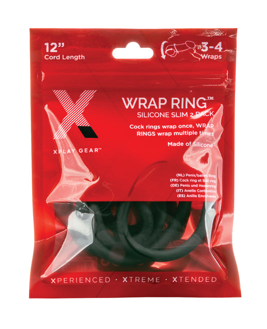Xplay Gear Penis Enhancement Silicone 12-Inch Slim Wrap Ring Black Finish for Adjustable Restriction and Comfort