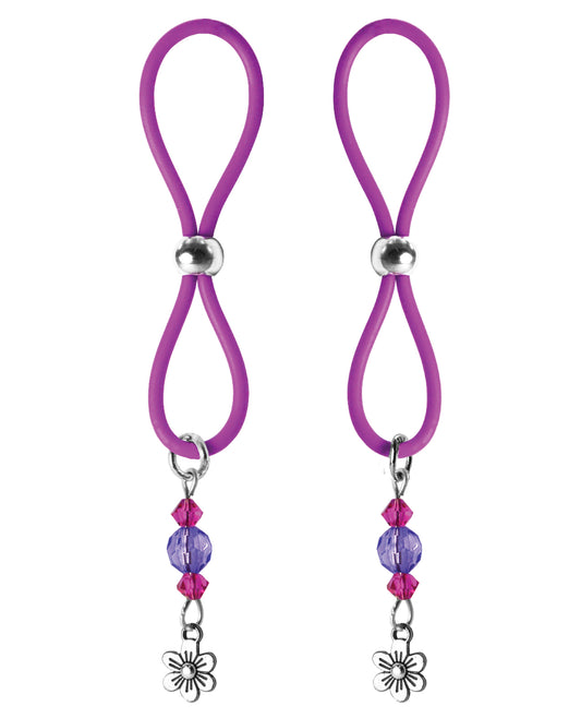 Bijoux de Nip Nipple Halos Purple Flower Charm Non-Piercing for Decorative Accessory