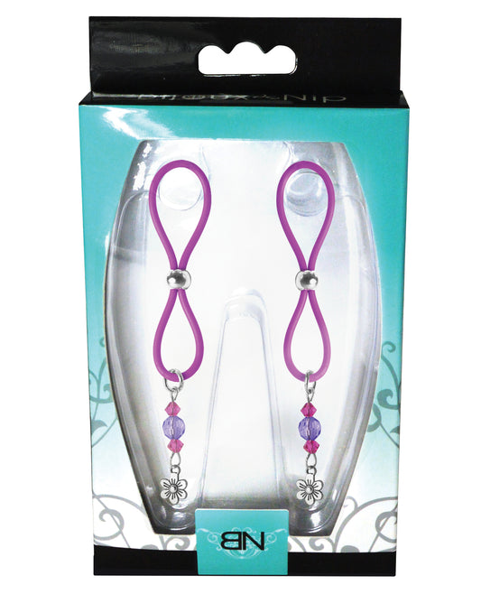 Purple Flower Charm Nipple Halos with Decorative Accent