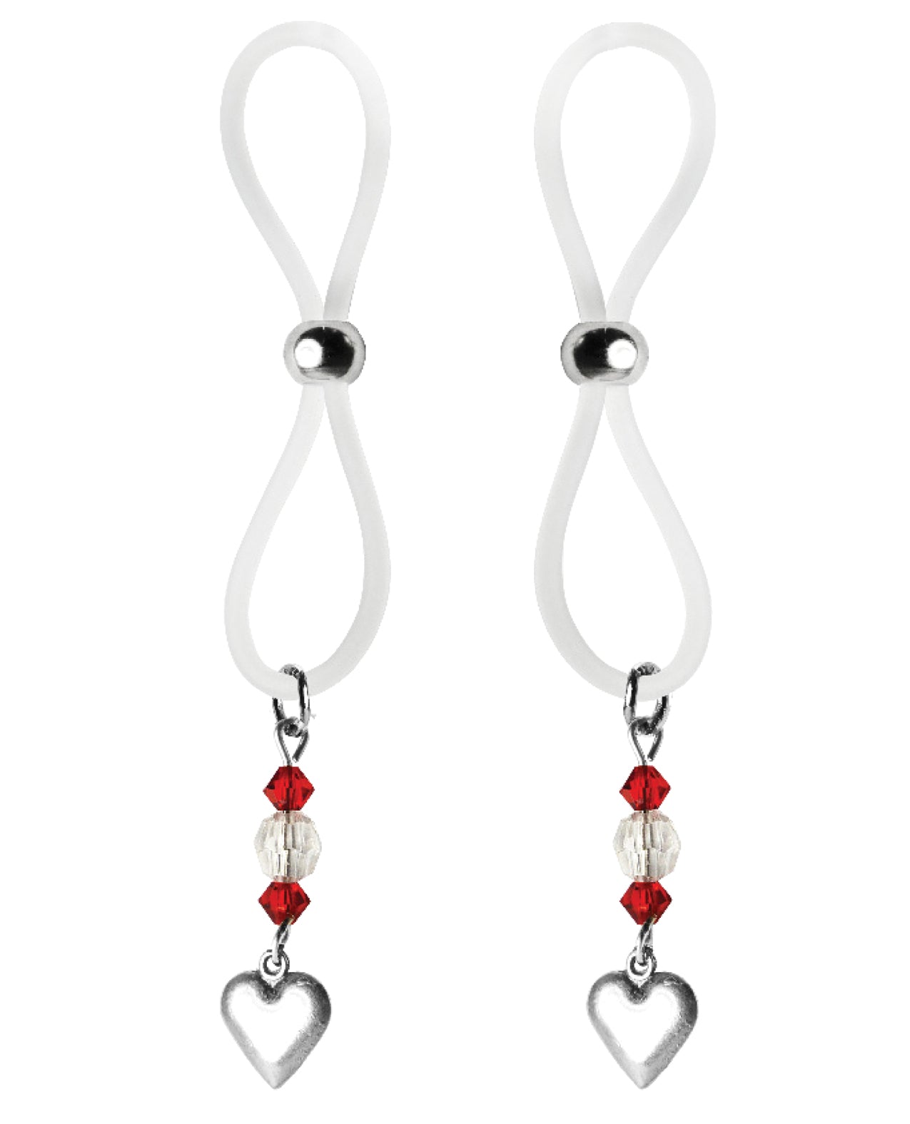 Bijoux de Nip Nipple Halos Red and Clear with Heart Charm for Unique Sensual Accessory