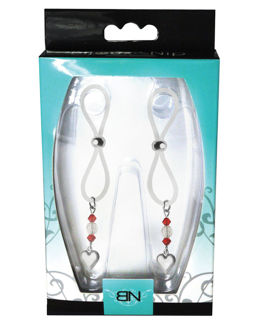 Red and Clear Nipple Halos with Heart Charm by Bijoux de Nip