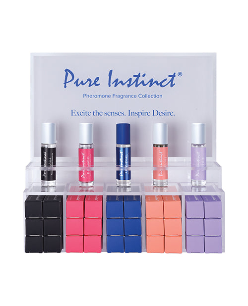 Pure Instinct Pheromone Perfume Oil Roll-On Display with Testers and Acrylic Stand for Enhanced Attraction