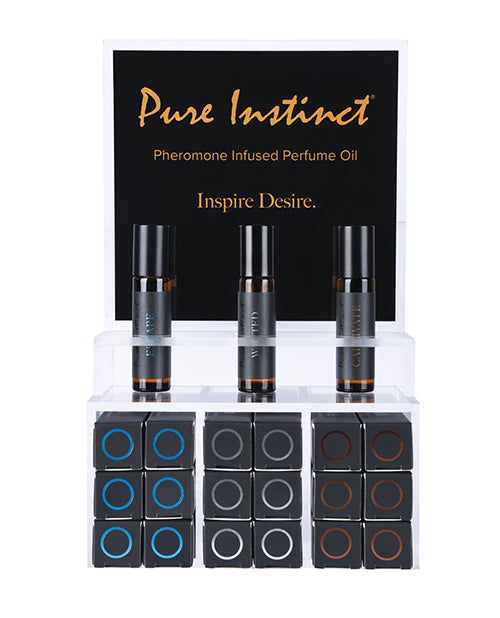 Pure Instinct Pheromone Perfume Oil Display with Testers and Acrylic Stand for Fragrance Sampling