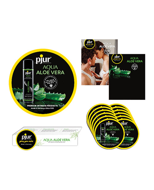 Pjur Merchandising Kit for Aqua Aloe Vera Lubricant with Display Materials and Samples for Retail Promotion