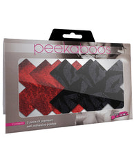 Peekaboos Lingerie Pasties Self-Adhesive Red Black X Design for Flirty Coverage and Outfit Versatility