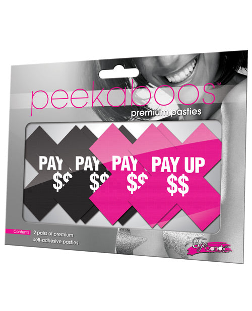 Peekaboos Lingerie Pasties X-Shaped Pay Up in Black and Pink for Bold Festival and Intimate Wear