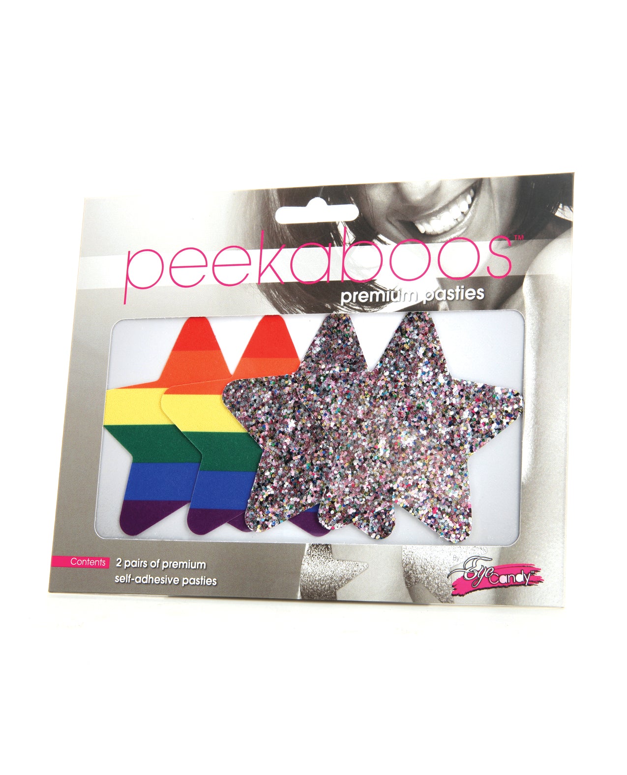 Peekaboos Lingerie Premium Rainbow Glitter Star Nipple Pasties Reusable Self-Adhesive for Pride Festival Wear