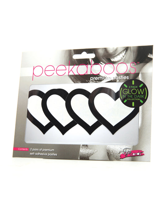 Peekaboos Lingerie Premium Glow in the Dark Heart Pasties Self-Adhesive Design for Party Wear