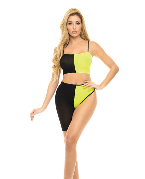 Pink Lipstick Lingerie - Packaged Block You Out Bandeau Bra and Legging Black Yellow Set with Stretch Fit for Modern Style
