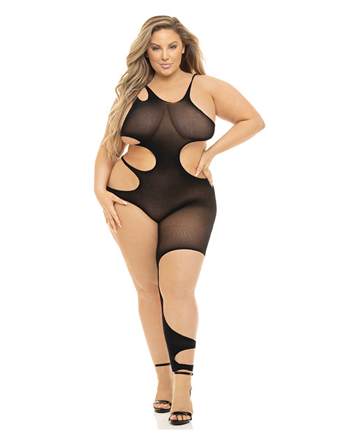 Pink Lipstick Bodystocking plus size cut-out design stretchy fit for bold lingerie style and comfort