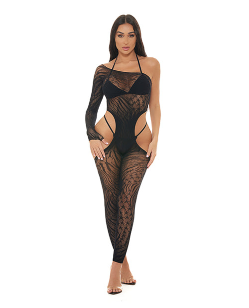 Pink Lipstick Lingerie Bodystocking with Mesh Star Design and Stretch Fit for Alluring Confidence