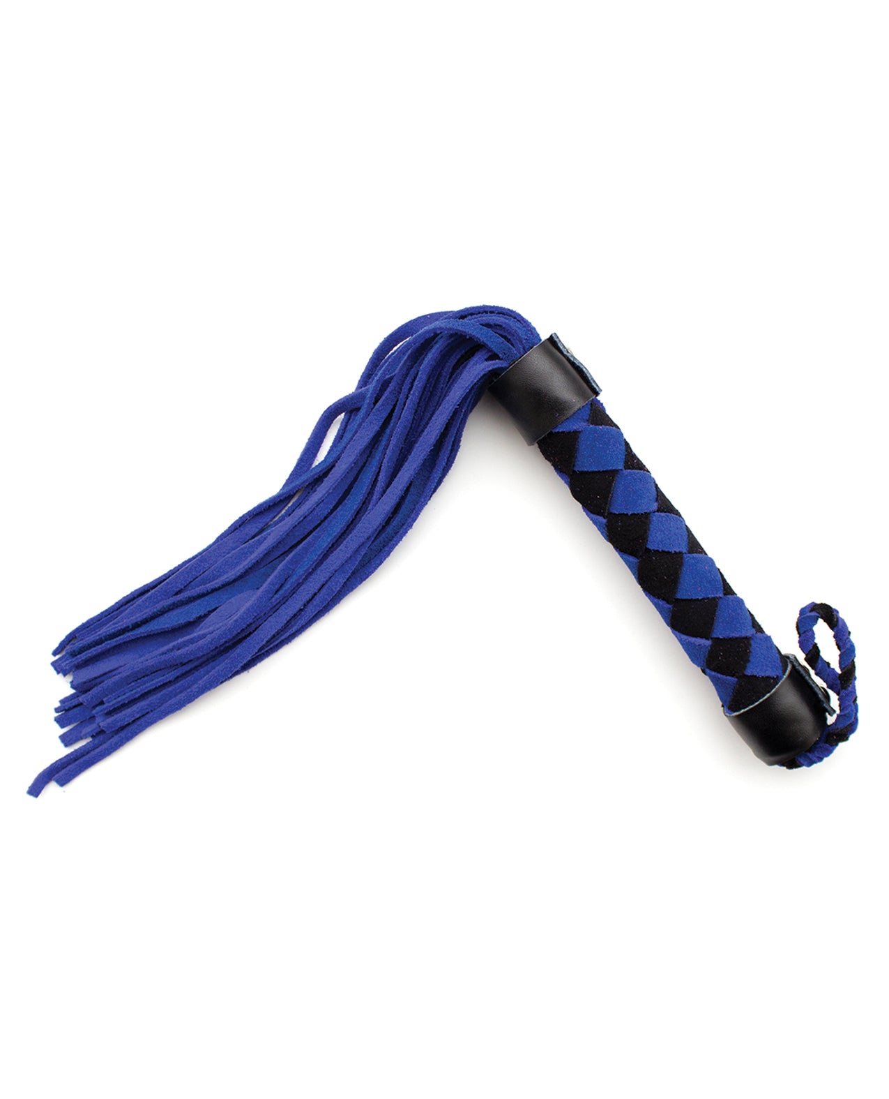 Plesur Leather Flogger hand-crafted blue suede flexible tails woven handle for sensual impact and bondage restraint play