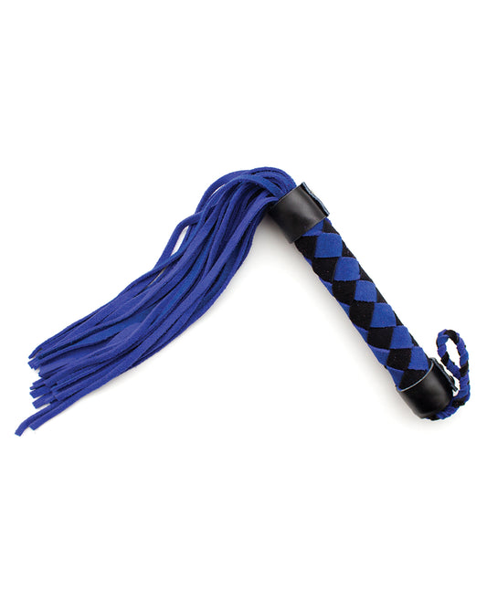 Plesur Leather Flogger hand-crafted blue suede flexible tails woven handle for sensual impact and bondage restraint play