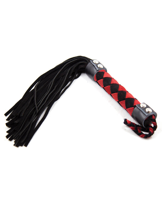 Plesur Leather Flogger Bondage Restraint Handcrafted Suede Tails with Braided Wrist Strap for Sensual Sensation Play