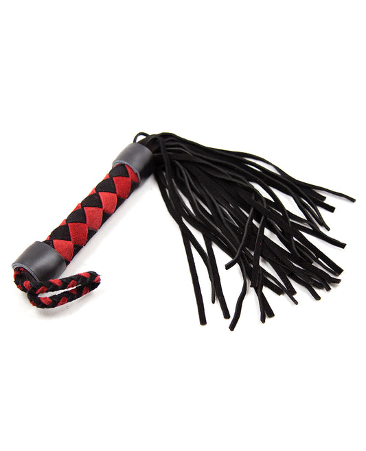 Polished Suede Leather Flogger with Braided Handle and Wrist Loop