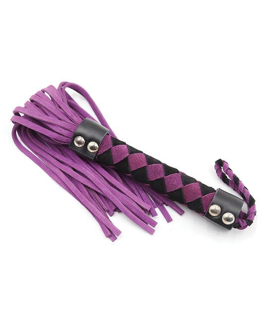 Plesur 15-Inch Purple Suede Leather Flogger with Braided Wrist Loop