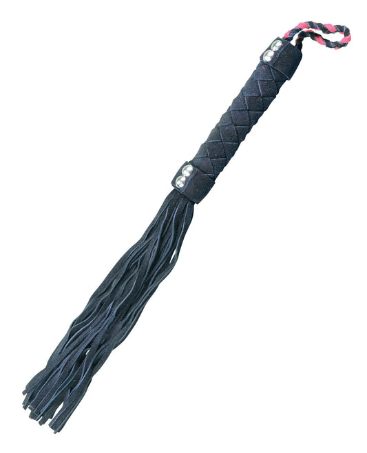 Plesur Bondage Flogger Genuine Suede Leather Polished Handle with Braided Wrist Strap for Sensational Impact Play
