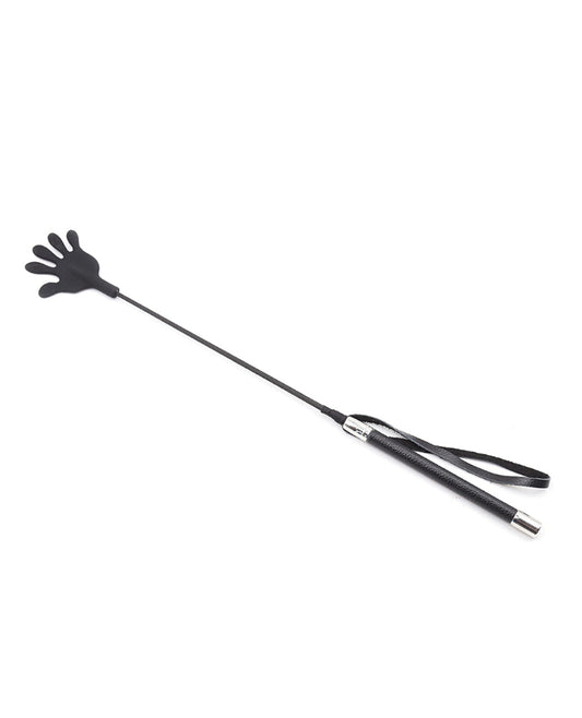 Plesur Bondage Crop Hand Shaped Silicone Ornate Handle and Leather Loop for Precise Impact Play