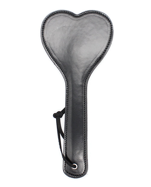 Plesur bondage restraint heart-shaped PVC spanking paddle in black for impact play and sensual bondage sessions