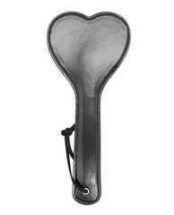 Plesur bondage restraint heart-shaped PVC spanking paddle in black for impact play and sensual bondage sessions