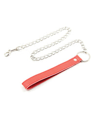 Plesur Bondage Leash Red PVC with Vegan Leather Handle for Stylish Restraint Play
