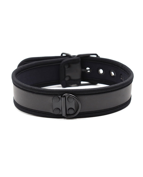 Plesur Puppy Collar Black Neoprene Adjustable D-Ring for Comfortable Pet Play Restraint