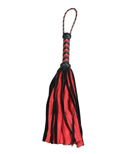 Plesur Bondage Flogger with Genuine Suede Leather and Fluffy Faux Fur Tails for Sensual Impact Play