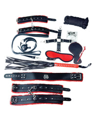 Plesur Bondage Kit Faux-Fur Lined Cuffs Leather Flogger for Couples Sensual Restraint Play