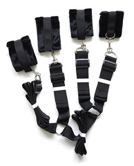 Plesur Bondage Blindfolds & Restraints Fuzzy Cuffs with Adjustable Under-Bed System for Comfortable Bedroom Restraint