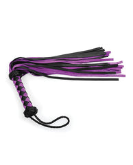 Plesur Leather Flogger with Suede Purple Tails and Pro Handle for Bondage Play