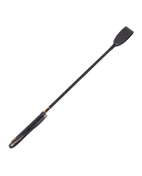 Plesur Bondage Riding Crop Grid-Detailed Handle Gold Metal Tips for Precise Impact and Sensual Power Play