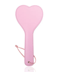 Plesur Bondage Paddle Pink Heart Shaped Vegan Leather with Metal Stiffener for Playful Spanking