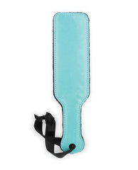 Plesur Cricket Bat Spanking Paddle Aqua with Satin and Fuzzy Sides for Sensation Play
