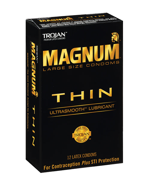Trojan Condoms Magnum Thin Larger Size Ultra-Thin Lubricated for Enhanced Sensitivity