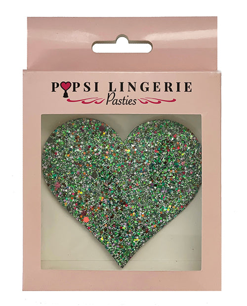 Popsi Lingerie Heart Pasties Glow in the Dark Glitter Adhesive Reusable for Lingerie Accessory